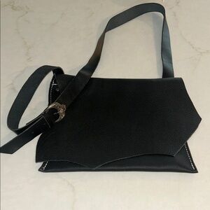 Full-Grain‎ Leather Handmade Crossbody Bag /Purse Sliver Buckle France Zipper